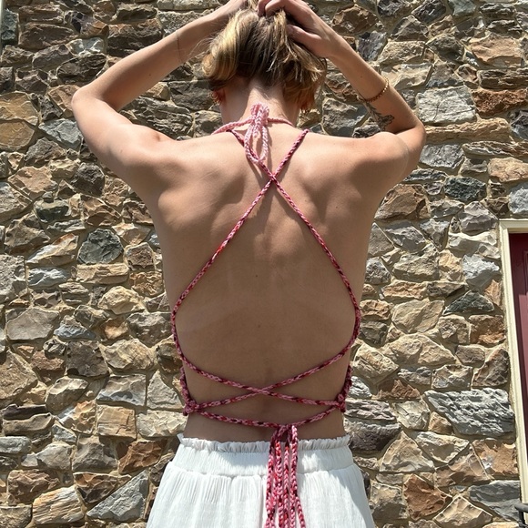 Pink Crochet Butterfly Crop Top - Picture 3 of 3